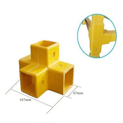 Giallo 50mm FRP 3 Way 4 Way Fittings/Connector per recinzioni quadrate rotonde in fibra di vetro/accessori a manubrio